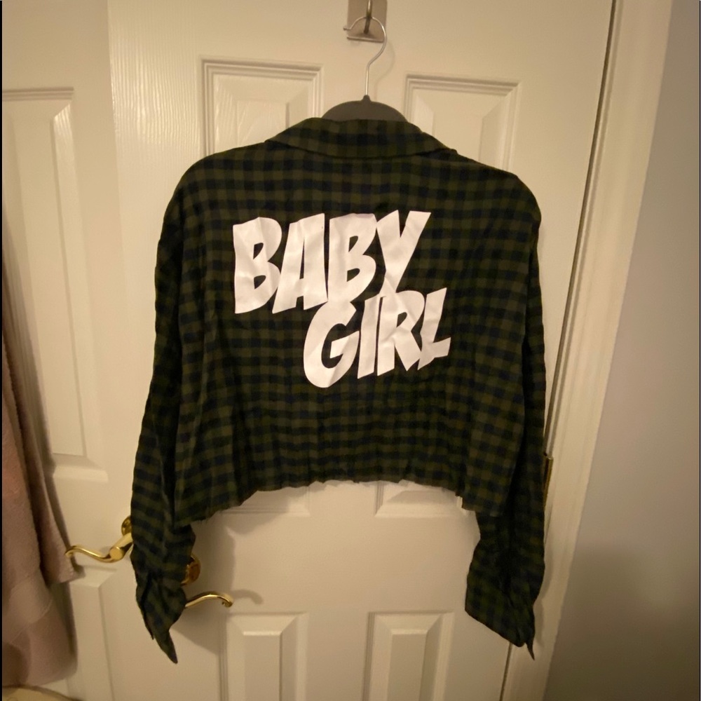 Fashion Nova Baby Girl Plaid Crop Button Up